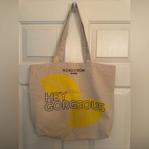 Nordstrom Canvas Tote Bag Hey Gorgeous With Two Yellow Lips Double Sided
